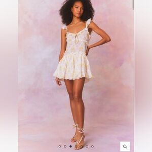 Loveshackfancy Frista Mix Print Cotton Ruffles Mini Dress